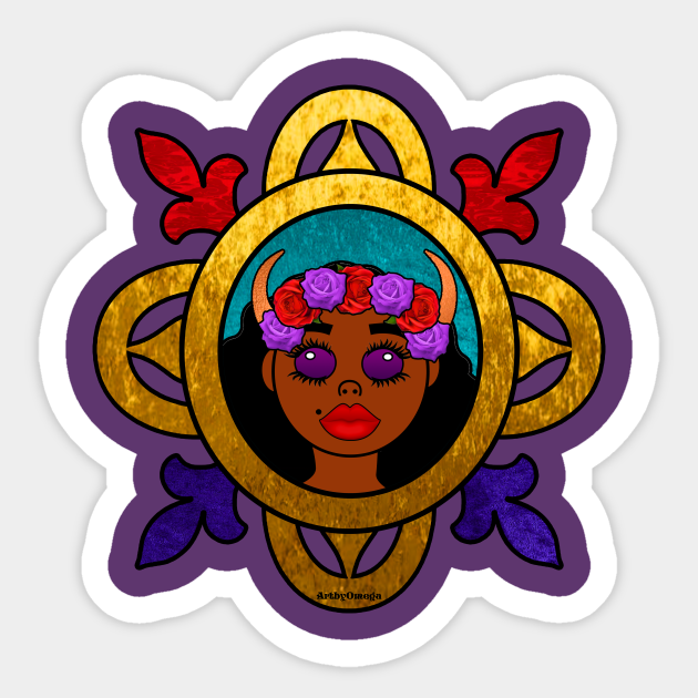 Horned Afro Queen Oya Orisha Symbol Sticker TeePublic UK